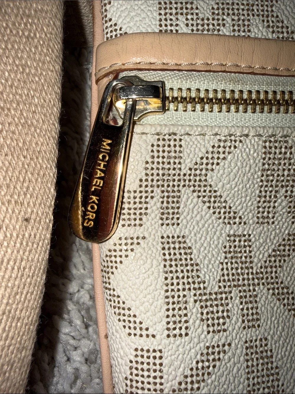 Michael Kors Beige/Tan Signature MK Crossbody Bag